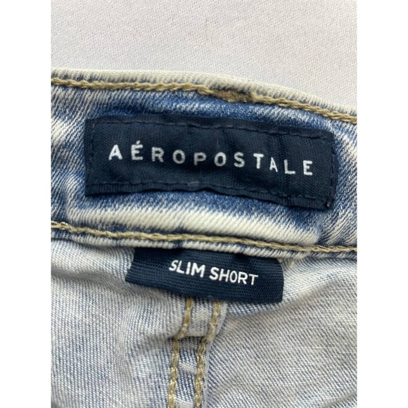 Aeropostale Men's Jean Shorts Cutoff  Size 34 Acid Wash Denim Distressed - Picture 3 of 5